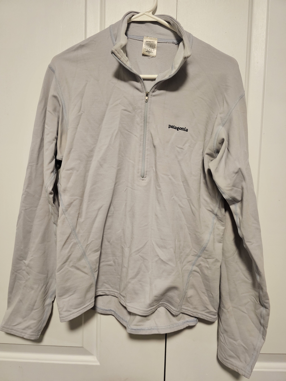 Patagonia Wonen’s Light Gray Quarter-Zip Performance Sweater